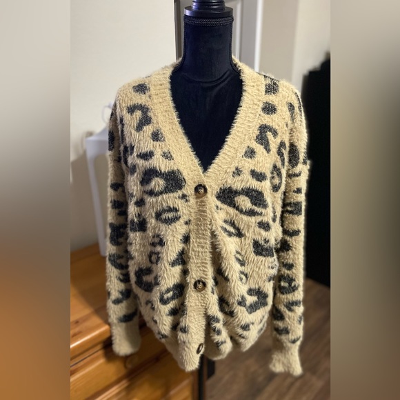 Vestidos Sweaters - Vestidos Eyelash Leopard Cardigan